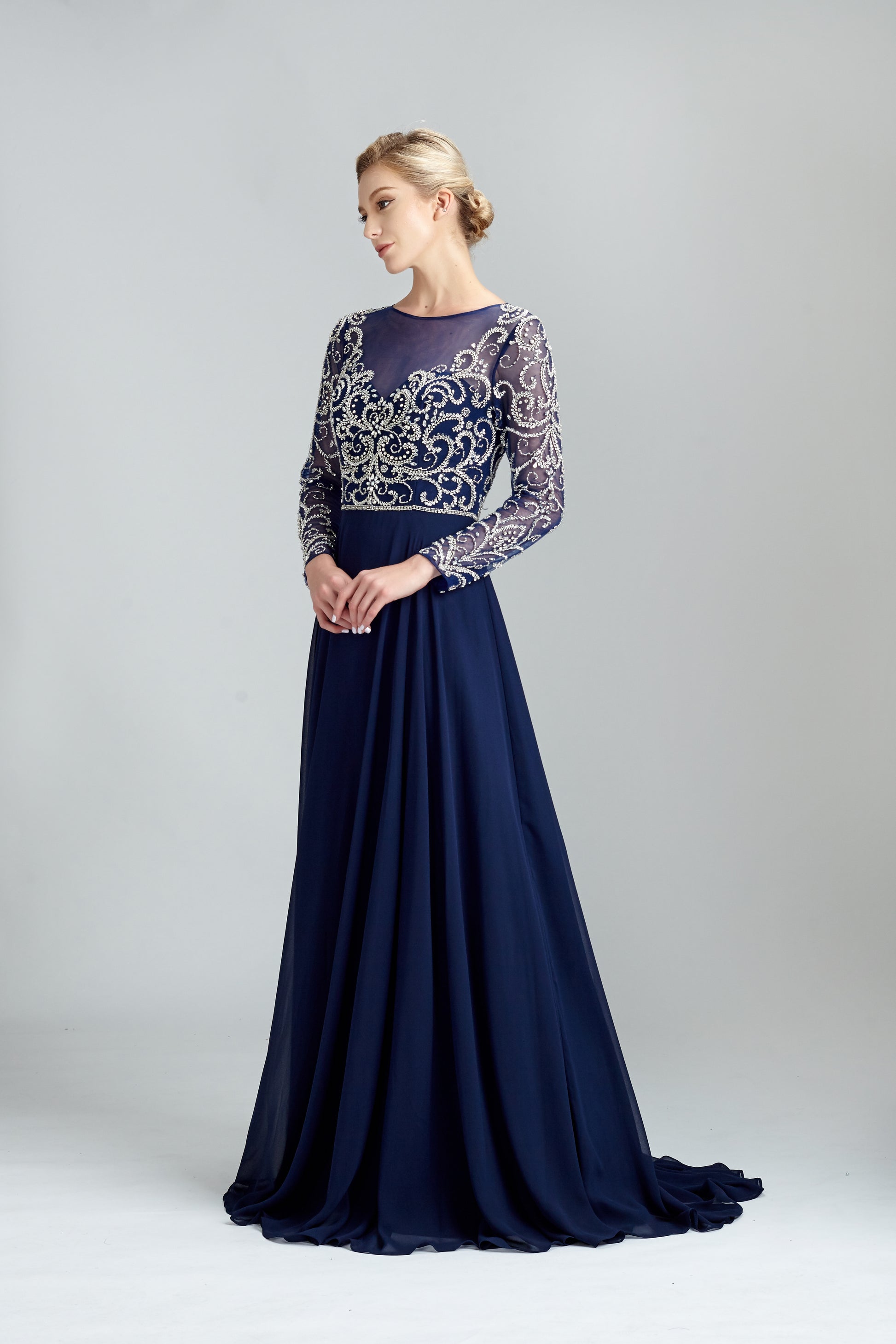 Wholesale Beaded Mother of Bride Dresses with Sleeves 32540