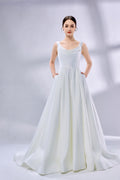 Supplier Cowl Neck Satin Ball Gown Wedding Dress 3342
