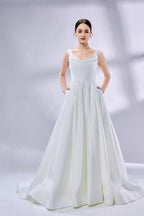 Supplier Cowl Neck Satin Ball Gown Wedding Dress 3342