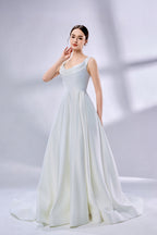 Supplier Cowl Neck Satin Ball Gown Wedding Dress 3342