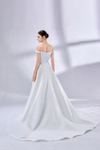 Supplier Off-Shoulder Satin Slit Wedding Dress 3335