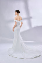 Manufacturer Off - Shoulder Mermaid Satin Wedding Dress 3337