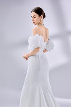 Wholesale Off-Shoulder Mermaid Wedding Dress with Puff Sleeves 3334