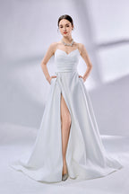 Wholesale Slit Satin Bridal Gown With Pockets 3324