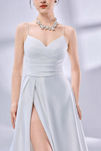 Wholesale Slit Satin Bridal Gown With Pockets 3324