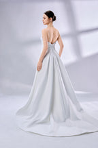 Wholesale Slit Satin Bridal Gown With Pockets 3324