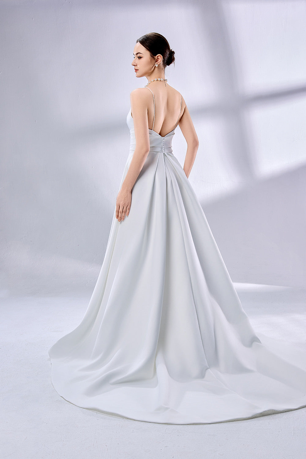 Wholesale Slit Satin Bridal Gown With Pockets 3324