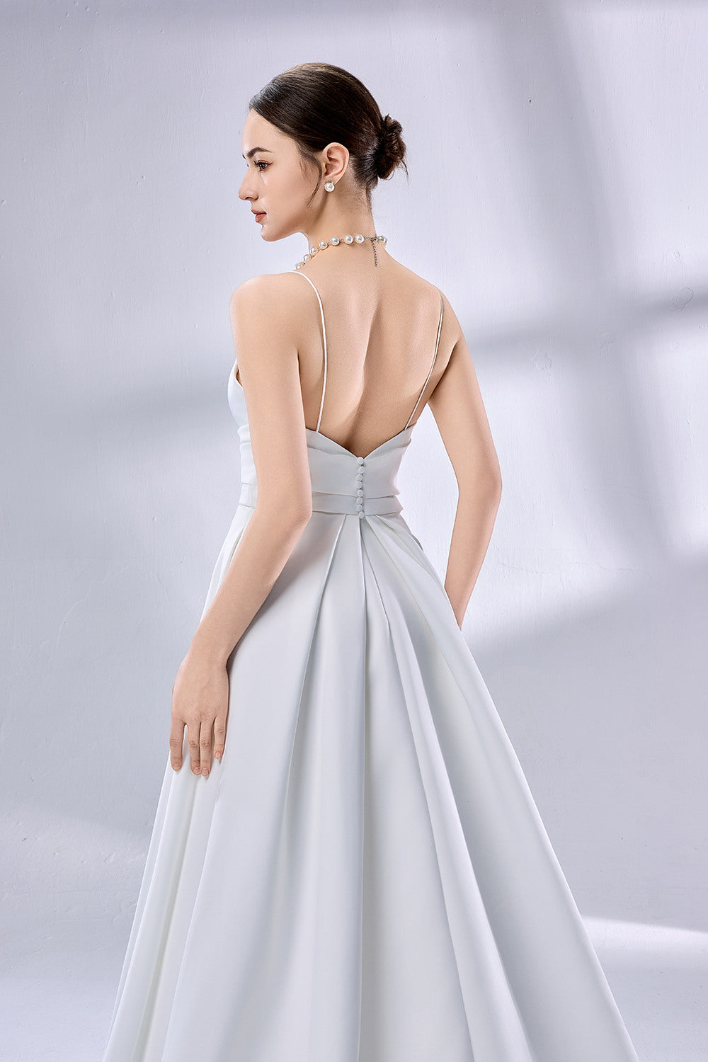 Wholesale Slit Satin Bridal Gown With Pockets 3324