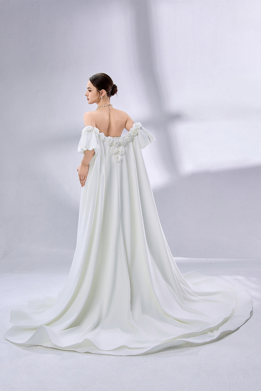 Wholesale Off-Shoulder Floral Wedding Dress with High Slit 3333