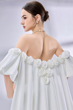 Wholesale Off-Shoulder Floral Wedding Dress with High Slit 3333