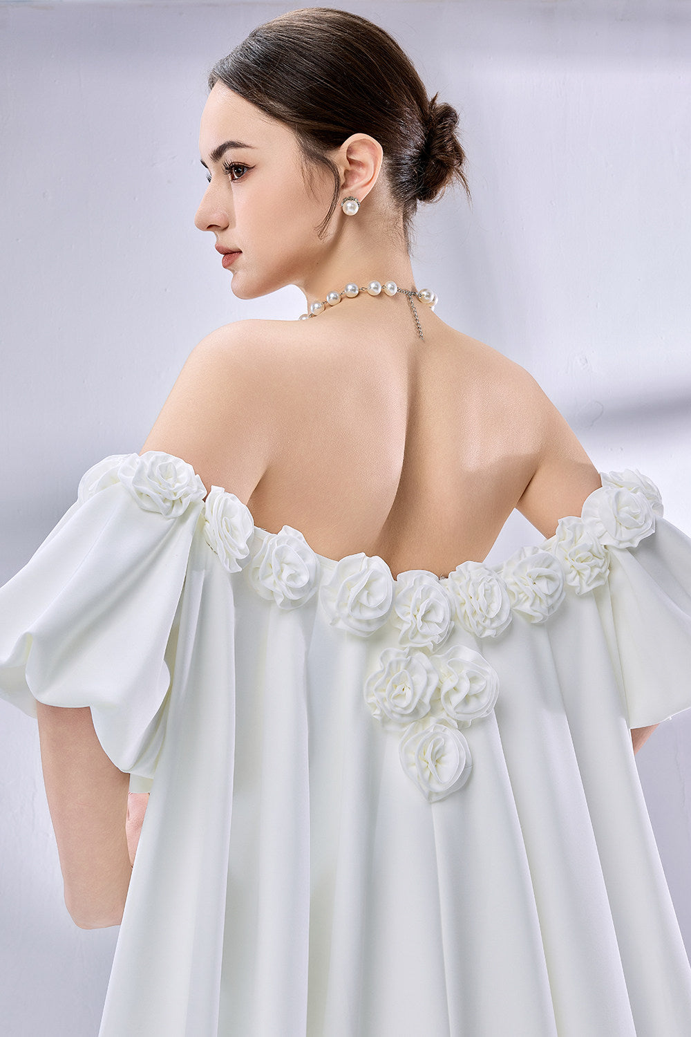 Wholesale Off-Shoulder Floral Wedding Dress with High Slit 3333