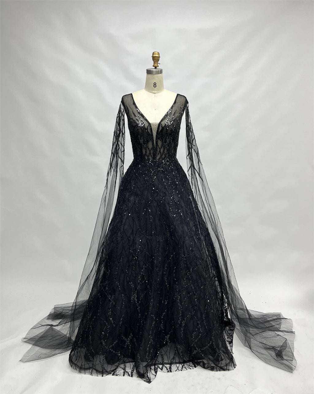 Wholesale Lilac Sequin Cape - Sleeve Ball Gown KS016