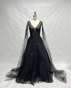 Wholesale Lilac Sequin Cape - Sleeve Ball Gown KS016
