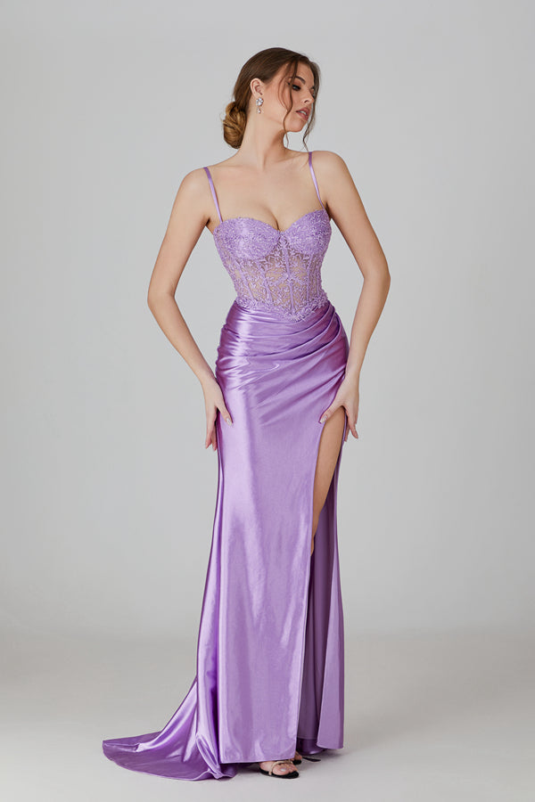 Wholesale Glamour Lace Mermaid Prom Gown with High Slit 32738