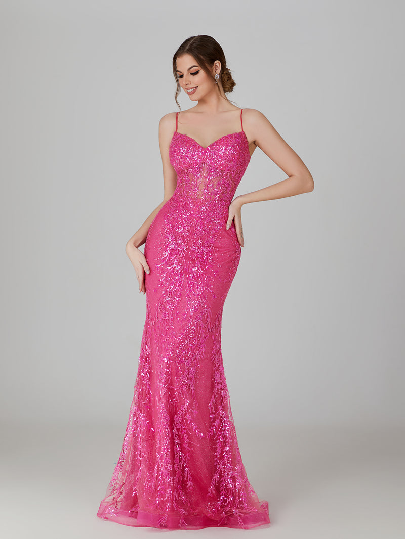 Wholesale Sparkling Elegance Lace Appliqué Mermaid Prom Gown with Sheer Net Overlay  32751