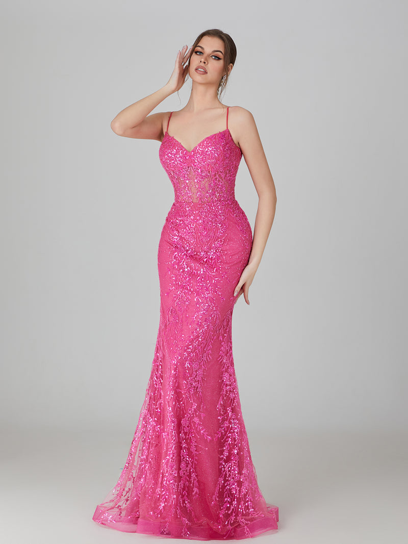 Wholesale Sparkling Elegance Lace Appliqué Mermaid Prom Gown with Sheer Net Overlay  32751