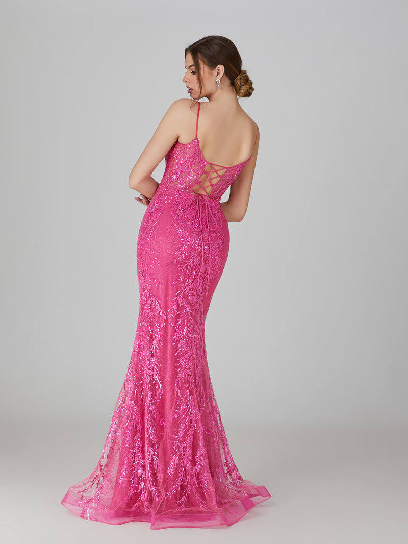 Wholesale Sparkling Elegance Lace Appliqué Mermaid Prom Gown with Sheer Net Overlay  32751