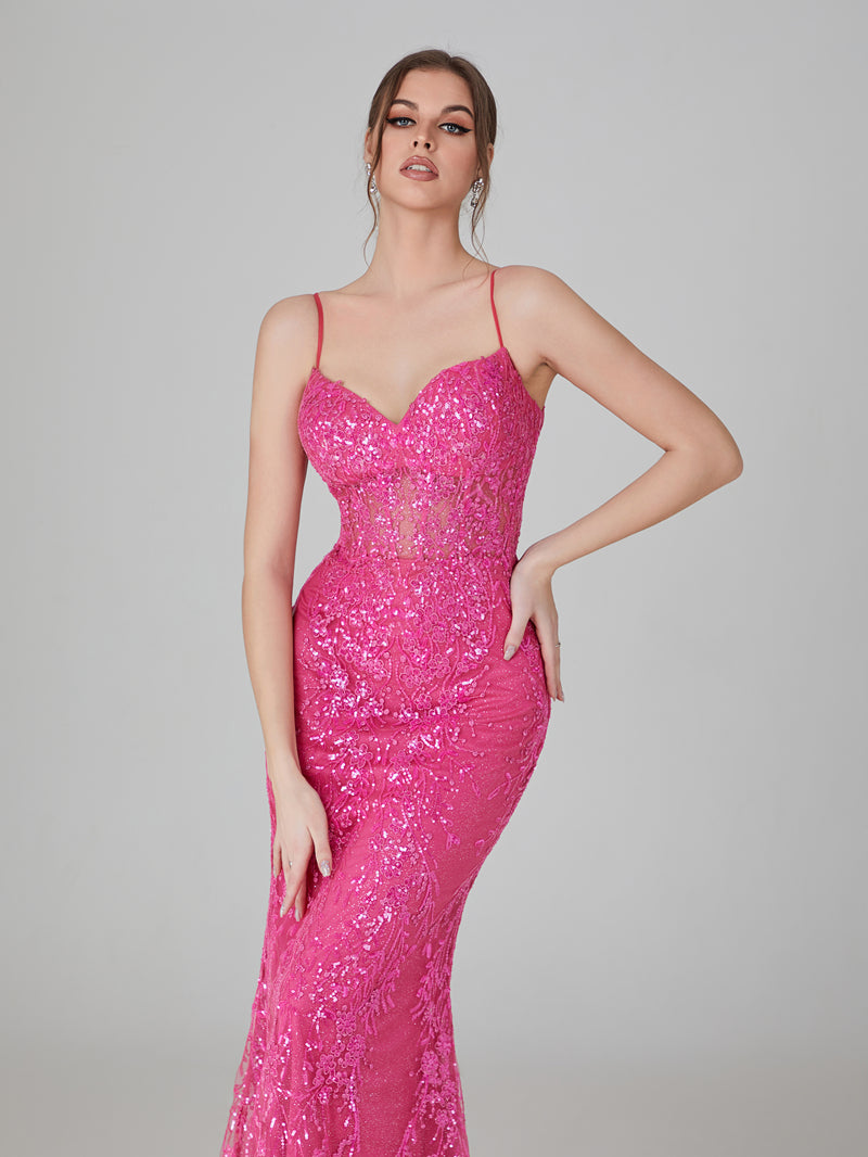 Wholesale Sparkling Elegance Lace Appliqué Mermaid Prom Gown with Sheer Net Overlay  32751