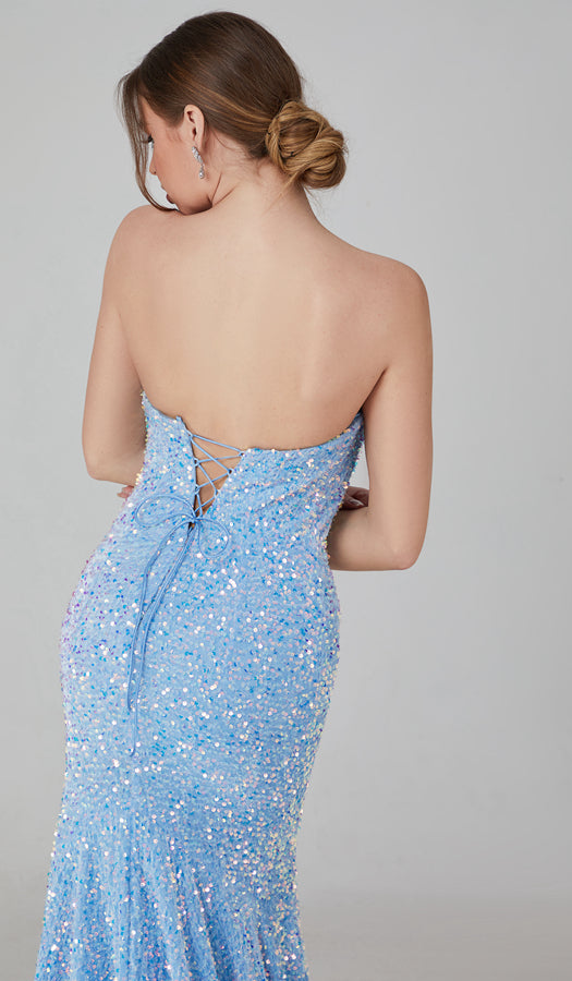 Wholesale Sequin Mermaid Prom Gown with Crisscross Back 32736