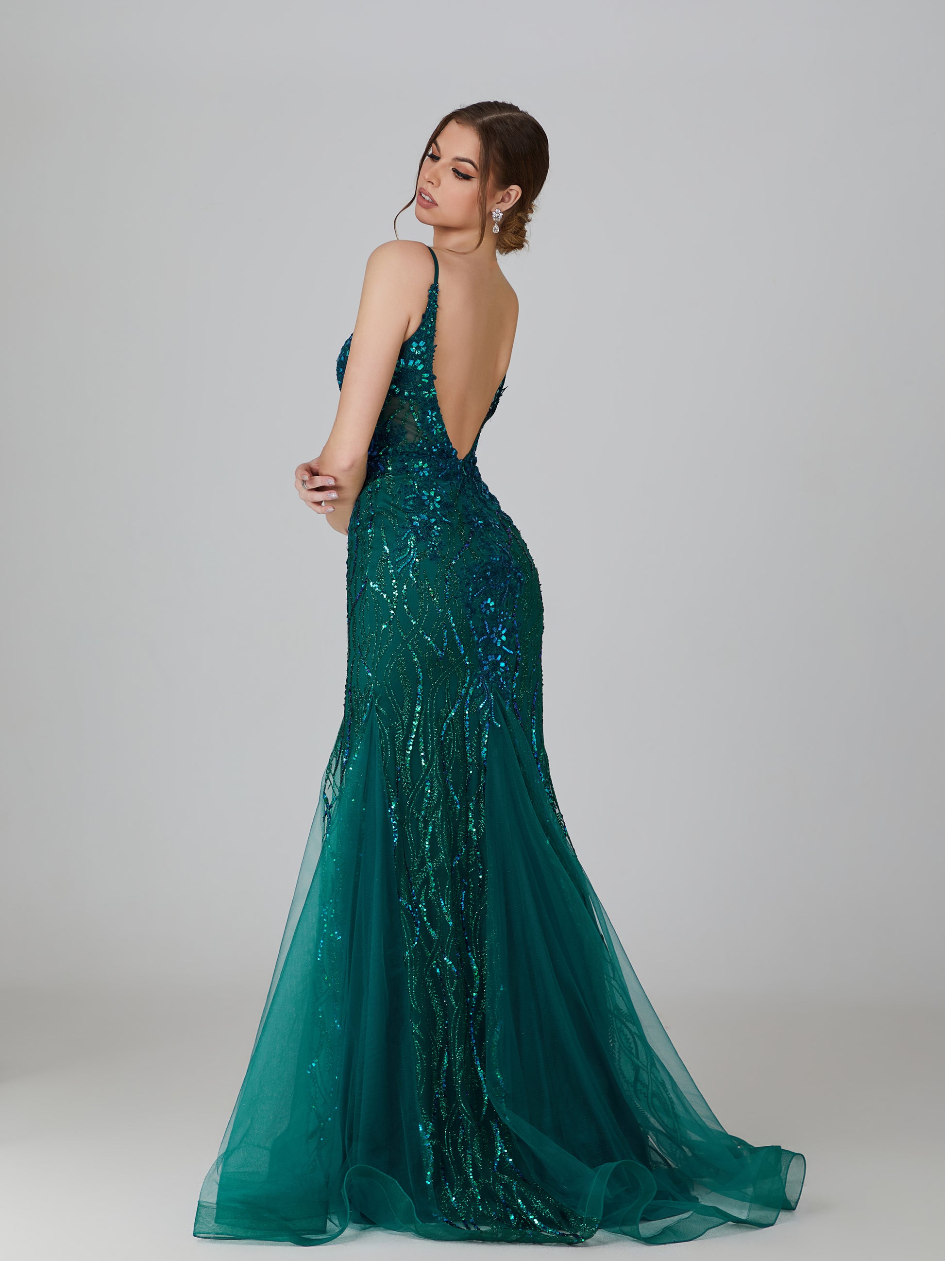 Wholesale Sequin Applique Embroidered Mermaid Prom Gown 3308