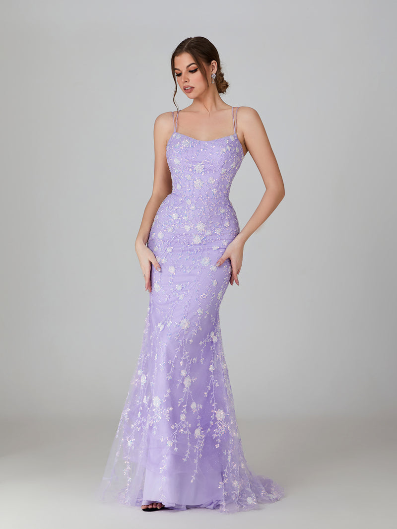 Wholesale Embroidered Sequin Mermaid Prom Gown with Crisscross Back 32757