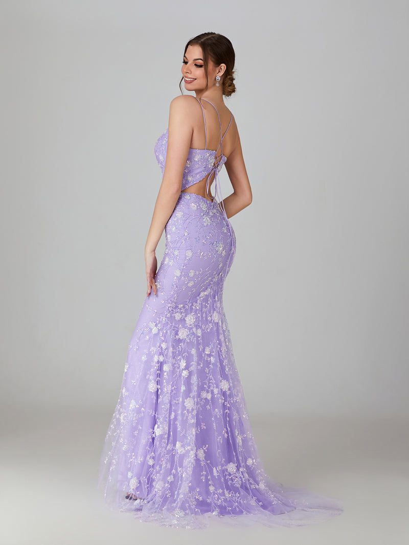 Wholesale Embroidered Sequin Mermaid Prom Gown with Crisscross Back 32757