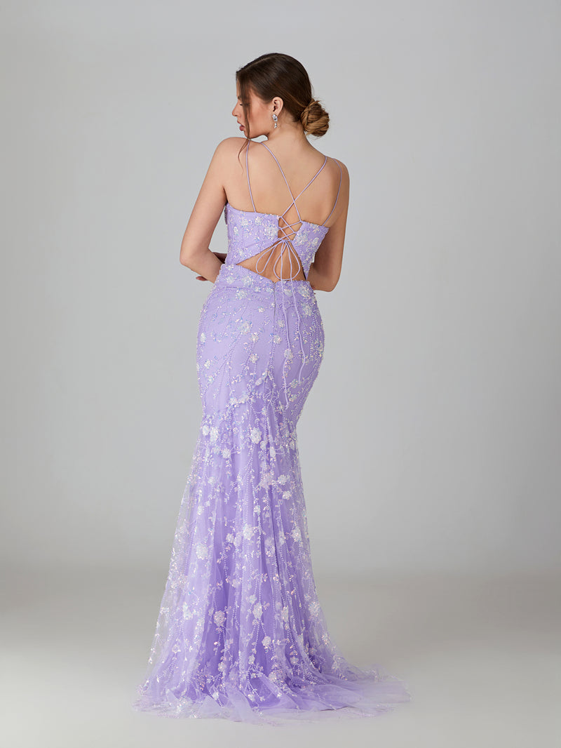 Wholesale Embroidered Sequin Mermaid Prom Gown with Crisscross Back 32757