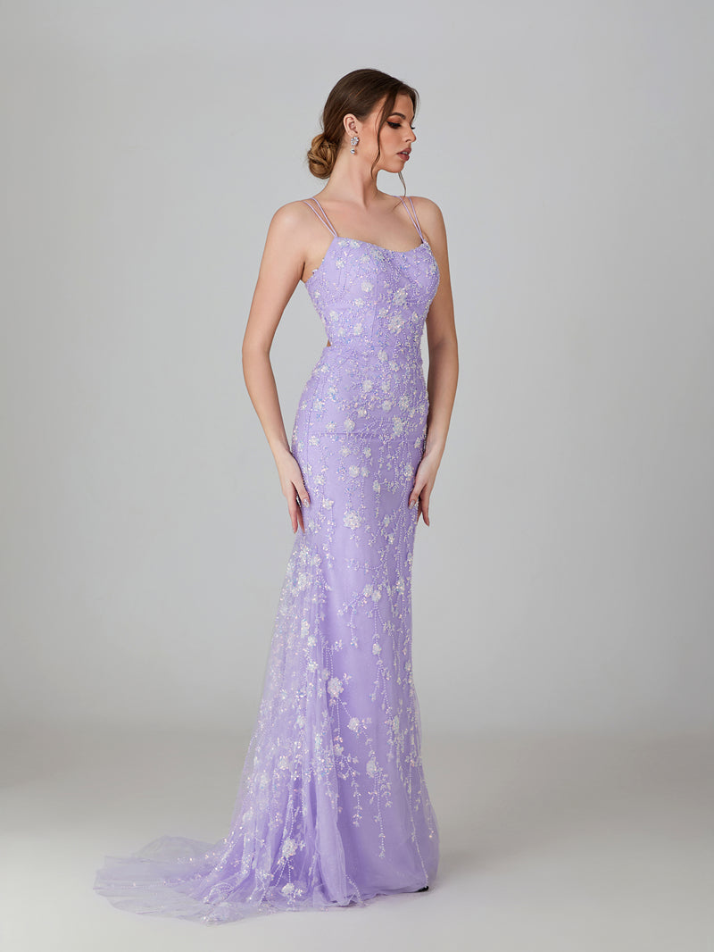 Wholesale Embroidered Sequin Mermaid Prom Gown with Crisscross Back 32757