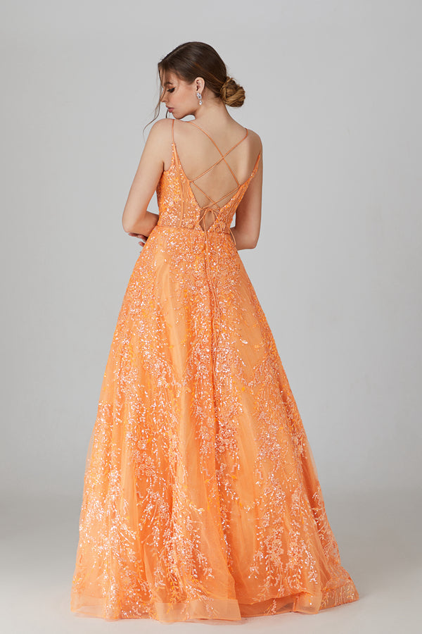 Wholesale Embroidered Sequin Prom Gown With Crisscross Back 32753
