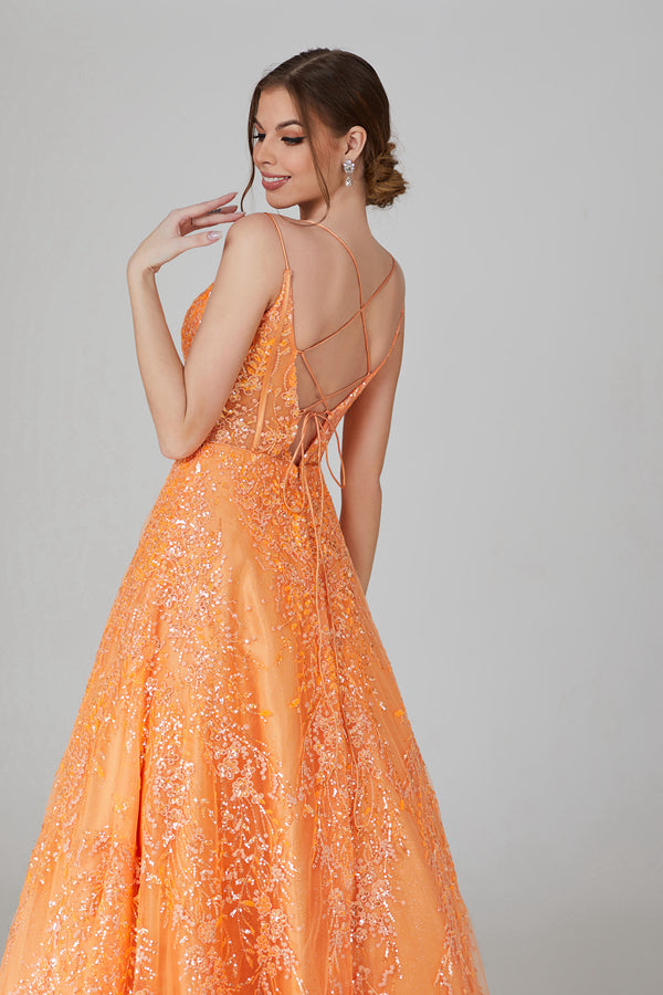 Wholesale Embroidered Sequin Prom Gown With Crisscross Back 32753