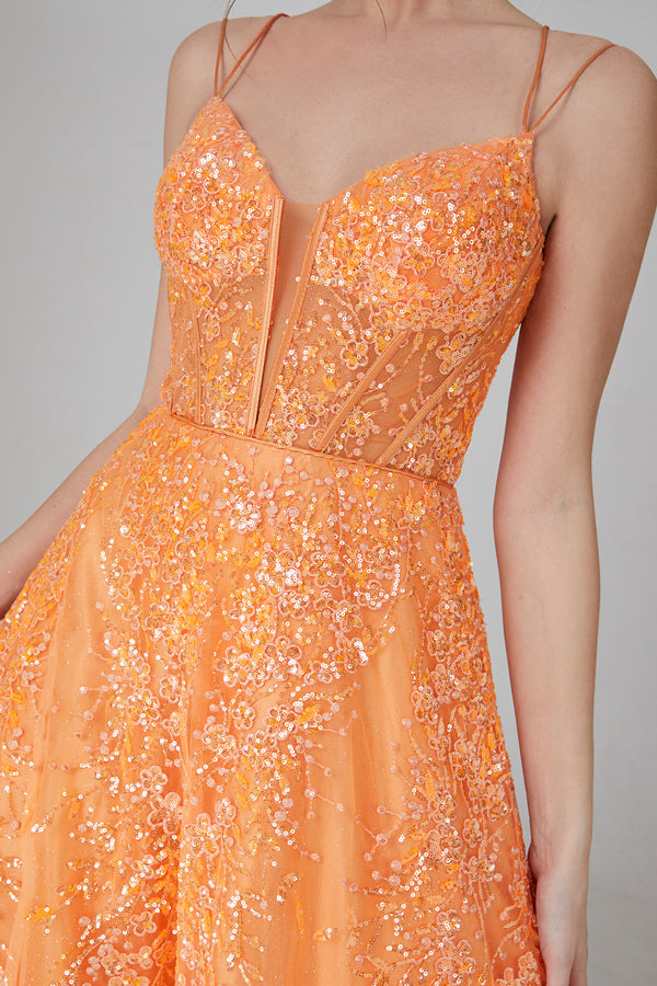 Wholesale Embroidered Sequin Prom Gown With Crisscross Back 32753
