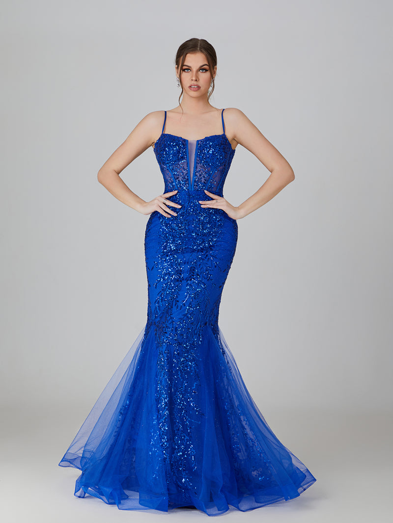 Wholesale Sequin Tulle Mermaid Prom Gown 32776