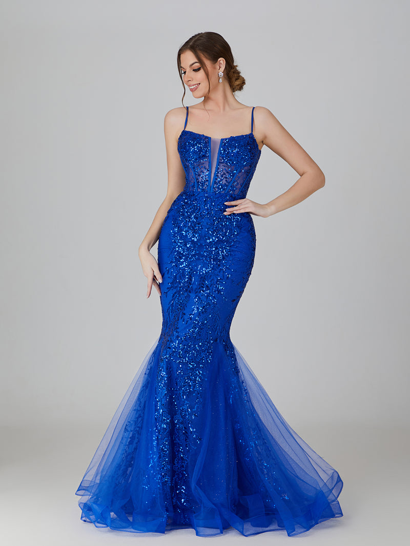 Wholesale Sequin Tulle Mermaid Prom Gown 32776