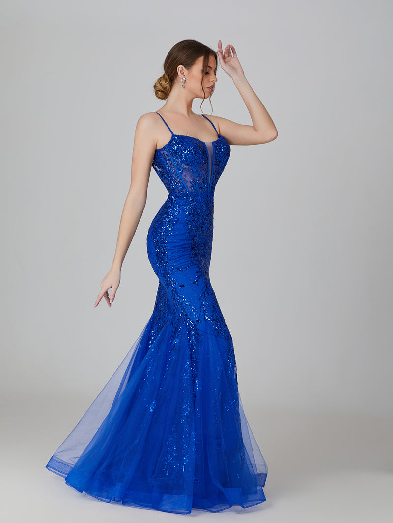 Wholesale Sequin Tulle Mermaid Prom Gown 32776
