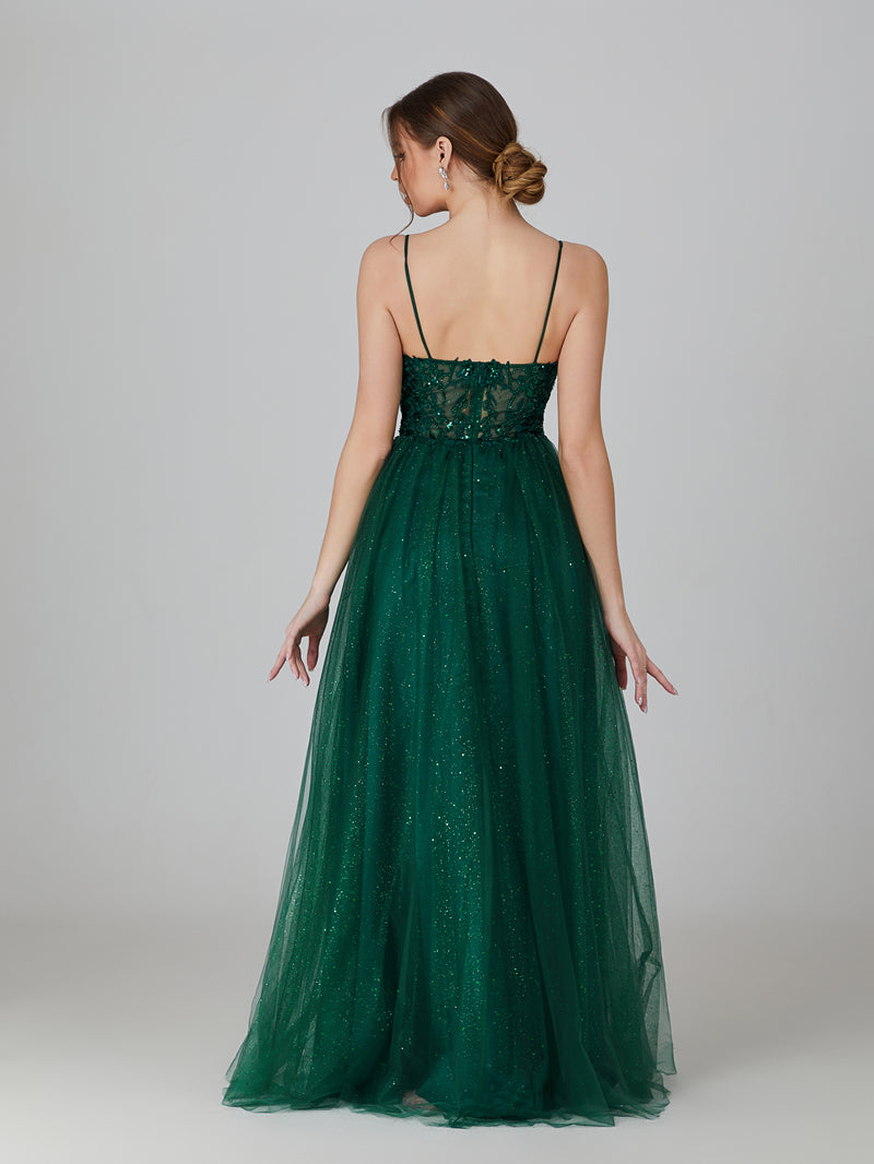 Wholesale Sequin Applique Shimmer Tulle Prom Gown 32713