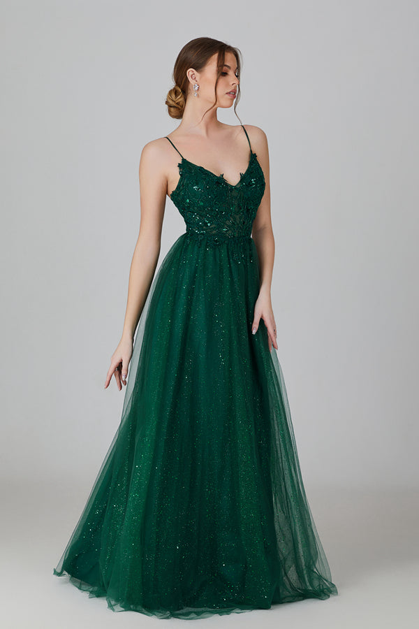 Wholesale Sequin Applique Shimmer Tulle Prom Gown 32713