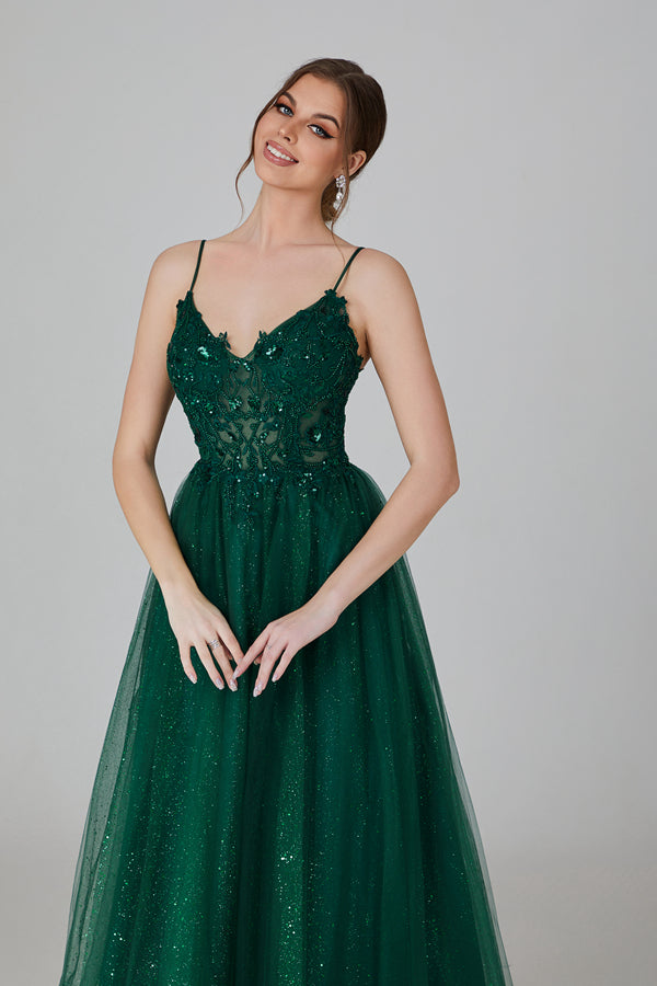 Wholesale Sequin Applique Shimmer Tulle Prom Gown 32713