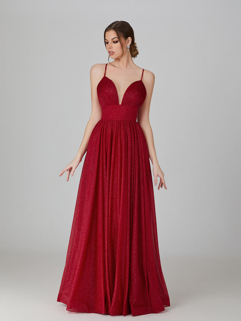 Wholesale Sparkle V - Neck Evening Gown with Pockets 32765b