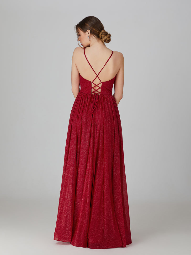 Wholesale Sparkle V - Neck Evening Gown with Pockets 32765b