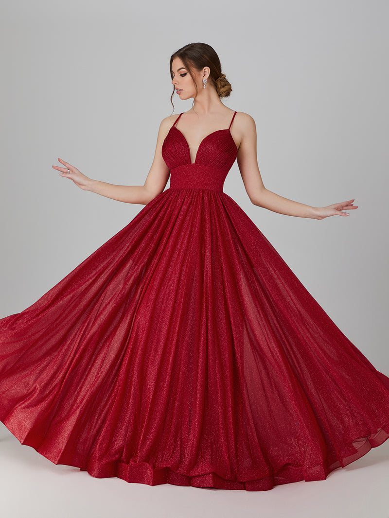 Wholesale Sparkle V - Neck Evening Gown with Pockets 32765b