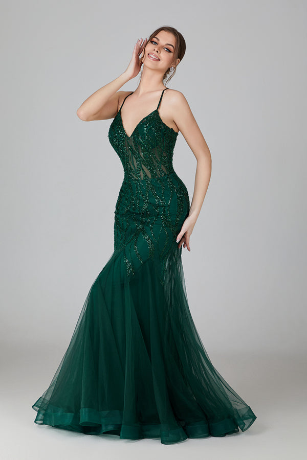 Wholesale Sequin Embroidered Tulle Prom Gown With Crisscross Back 32723