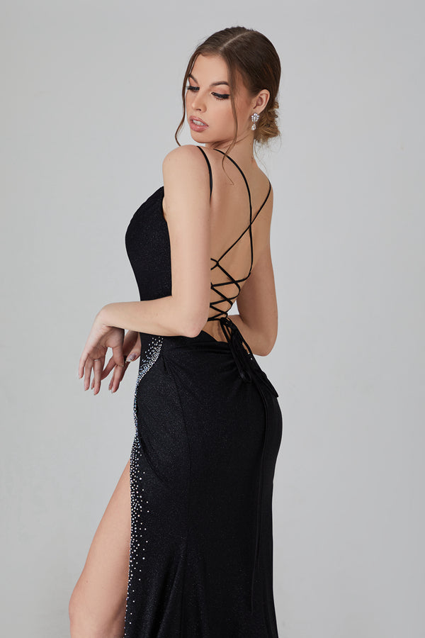 Wholesale Shimmer Fabric Prom Gown w/ Crisscross Back And Slit 32732