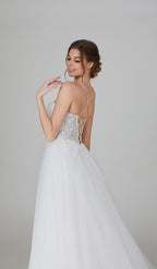 Wholesale Spaghetti Strap Lace Corset Tulle Wedding Dress 3316