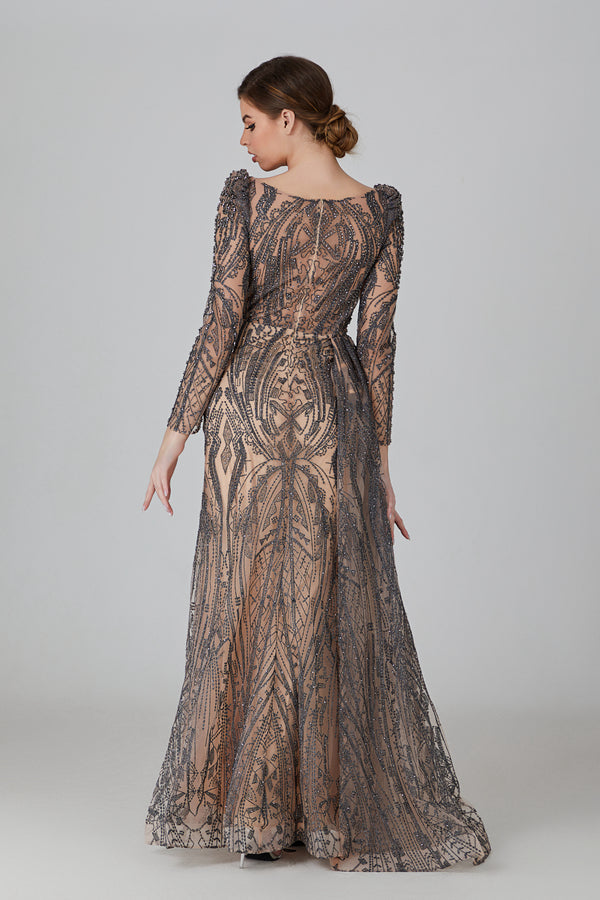 Wholesale Sheer - Embroidered Mermaid Mother Gown MK118