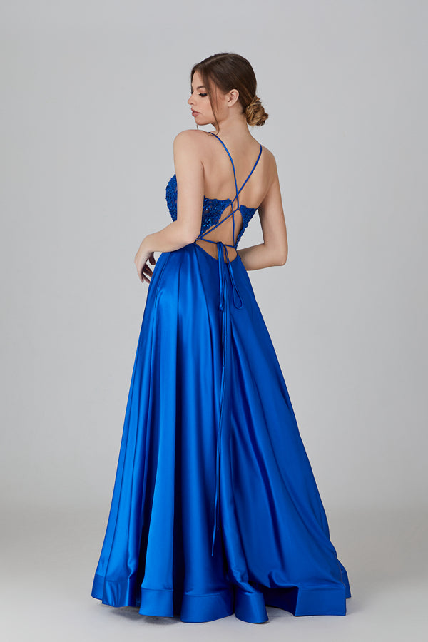 Wholesale Hand - Hot Fix Rhinestone & Applique Prom Gown With Tie - Back 32711