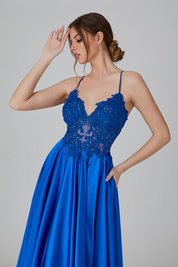 Wholesale Hand - Hot Fix Rhinestone & Applique Prom Gown With Tie - Back 32711