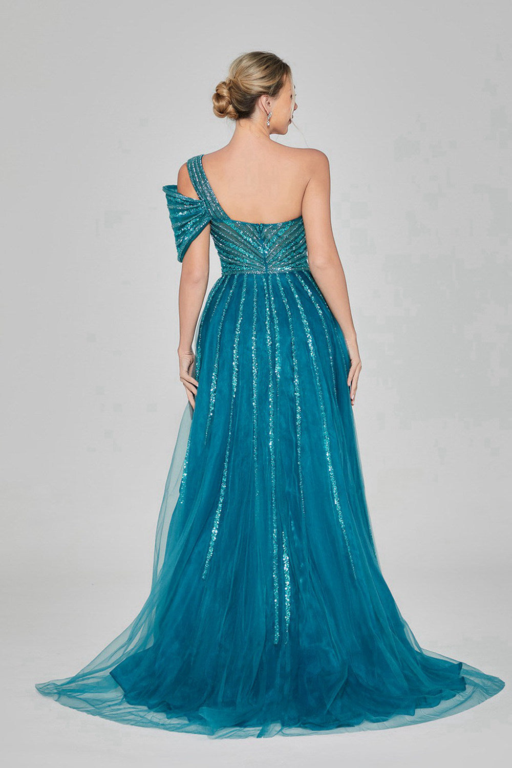 Wholesale Shimmering One-Shoulder Evening Gown - Radiate Elegance KL127