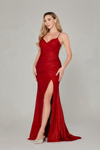 Supplier Strappy Glitter Satin Mermaid Gown 32798