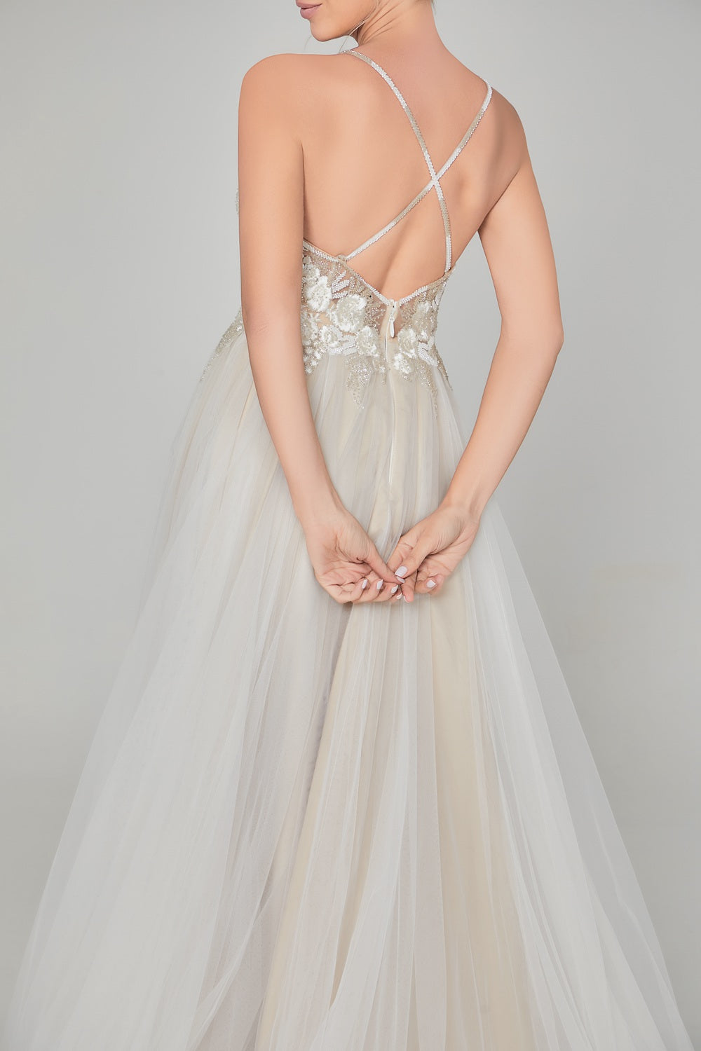 Wholesale Spaghetti - Strap Lace Tulle Bridal Gown 32850