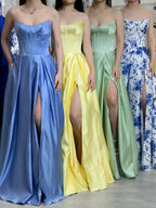 Wholesale Yellow Satin Strapless Prom Dress 33225b